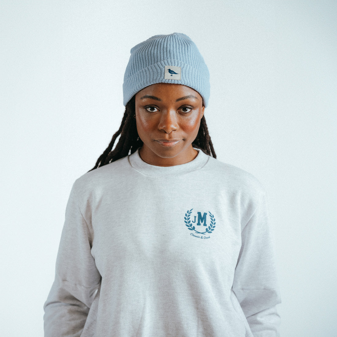 Mystic Cotton Knit Beanie in Baby Blue
