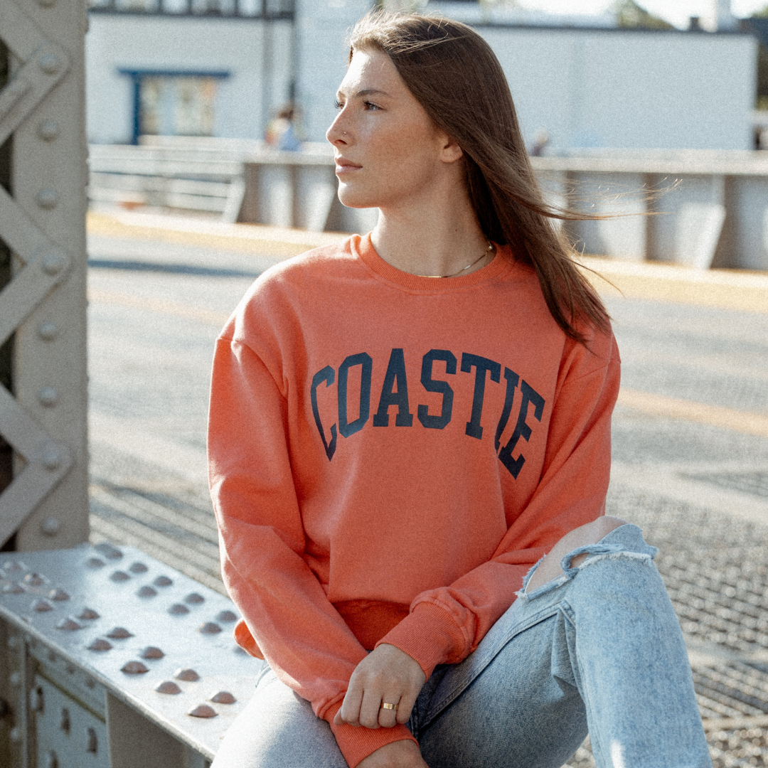 Coastie Crewneck in Coral Red